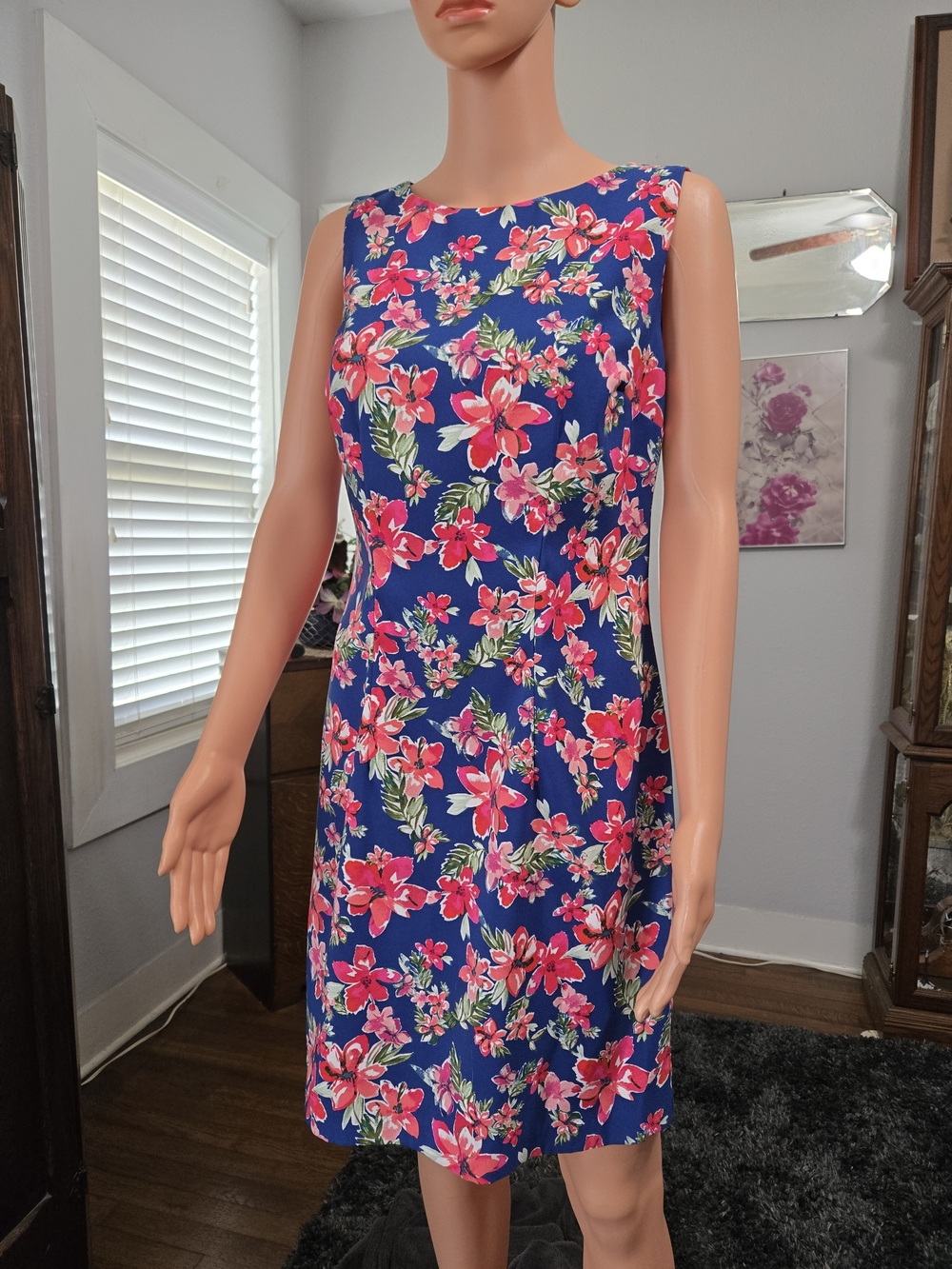Alyx Navy Dress with Pink Floral Print